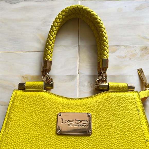 Bebe Erika Mini Shopper Hand Bag Bright Yellow With Drop Handle Barbiecore - Picture 4 of 13
